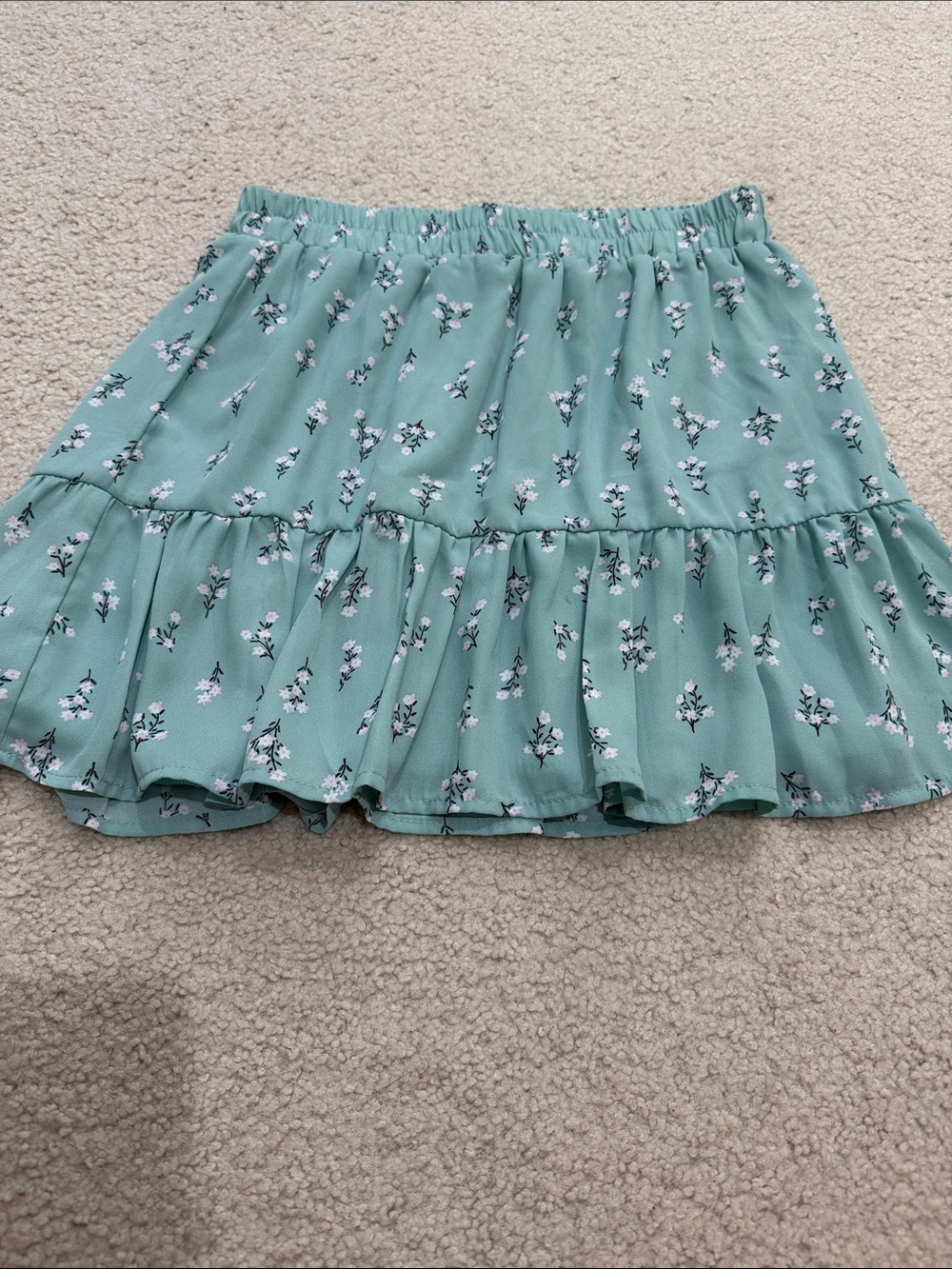 miami Mint Floral Ruffled Mini Skirt